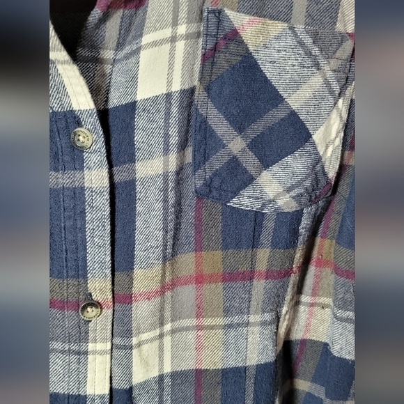 Legendary Whitetails large cotton luxury flannel plaid darted waist blue cream - Picture 4 of 12